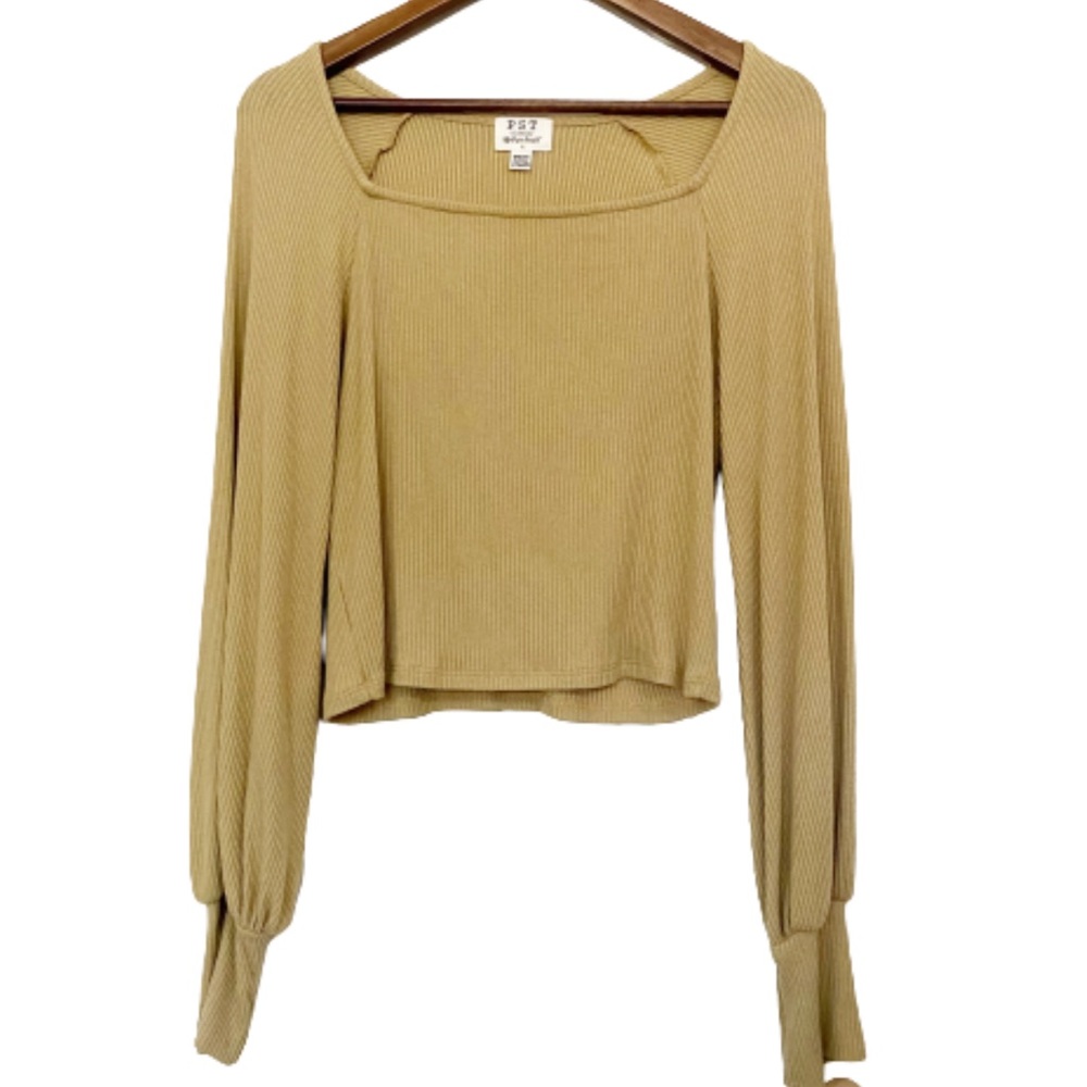 Project Social T Ribbed Mustard Balloon Sweater